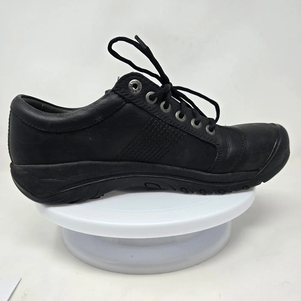 Keen Presidio Black Leather Oxford Walking Shoes Mens Low Top Sneakers